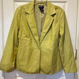 Vintage Light Lime Green Leather Blazer